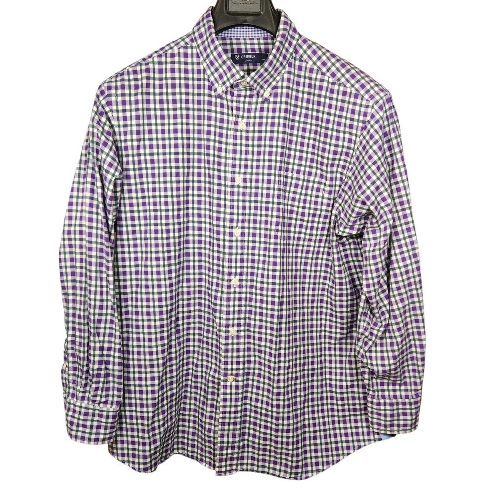Cremieux Classics Mens XL Button Down Shirt Purple Plaid Cotton Long Sleeve